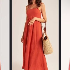 Abercrombie & Fitch red maxi dress; size Large